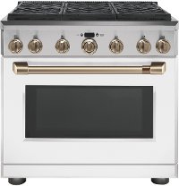 C2Y366P4MW2 Cafe 36 inch Dual Fuel Professional Range with 6 Burners (Natural Gas) - Matte White-5