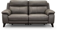 Elephant Gray Leather-Match Power Reclining Loveseat - Venice