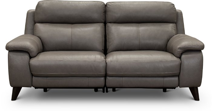 Venice Elephant Gray Leather-Match Power Reclining Loveseat
