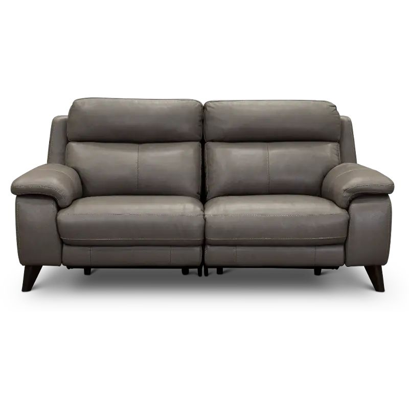 Venice Gray Leather-Match Power Reclining Loveseat