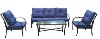 Navy Blue and Black 4 Piece Patio Set - Bremerton