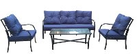 Navy Blue and Black 4 Piece Patio Set - Bremerton