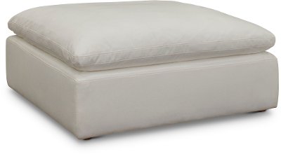Contemporary Pearl White Ottoman - Peyton