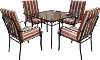 Maroon and Brown Striped 5 Piece Patio Dining Set - Lake Shore