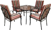 Maroon and Brown Striped 5 Piece Patio Dining Set - Lake Shore