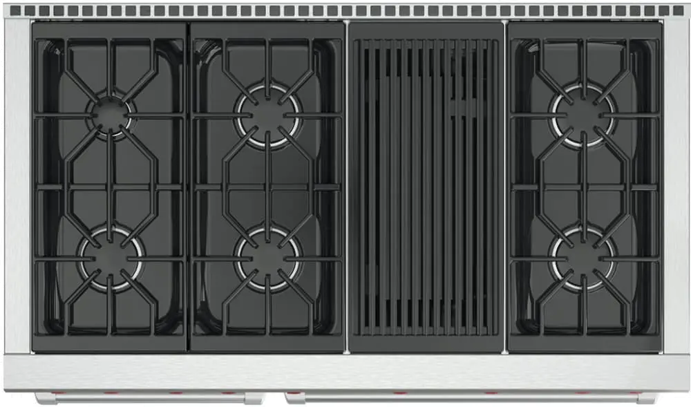 SRT486C-LP Wolf 48 Inch Sealed Burner LP Gas Rangetop with Six Burners and Infrared Charbroiler - Stainless Steel-2