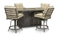 Taupe 5 Piece Patio Fire Pit Dining Set - Alderbrook
