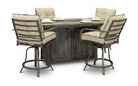 Taupe 5 Piece Patio Fire Pit Dining Set - Alderbrook-2