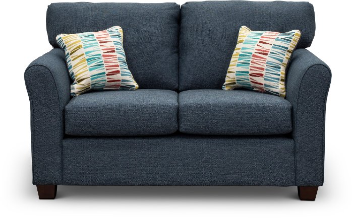 Wall St. Casual Contemporary Navy Blue Loveseat