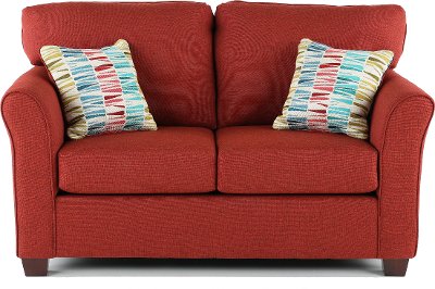 Casual Contemporary Ruby Red Loveseat - Wall St.