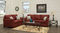 Contemporary Ruby Red 2 Piece Living Room Set - Wall St.