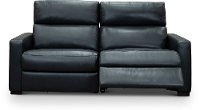 Navy Blue Leather-Match Power Reclining Loveseat - Angler
