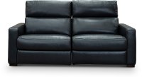 Navy Blue Leather-Match Power Reclining Loveseat - Angler-2