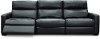 Navy Blue Leather-Match Triple Power Reclining Sofa - Angler