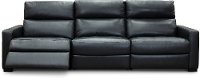 Navy Blue Leather-Match Triple Power Reclining Sofa - Angler