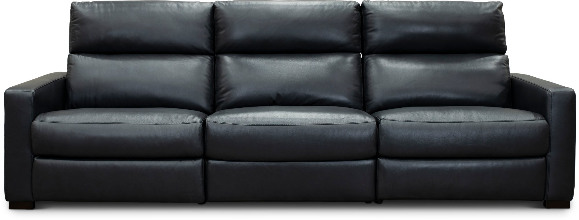 Navy Blue Leather-Match Triple Power Reclining Sofa - Angler-2