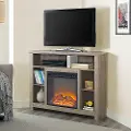 W44FPHBCAG Driftwood Corner Highboy 44 Inch Fireplace TV Stand - Walker Edison