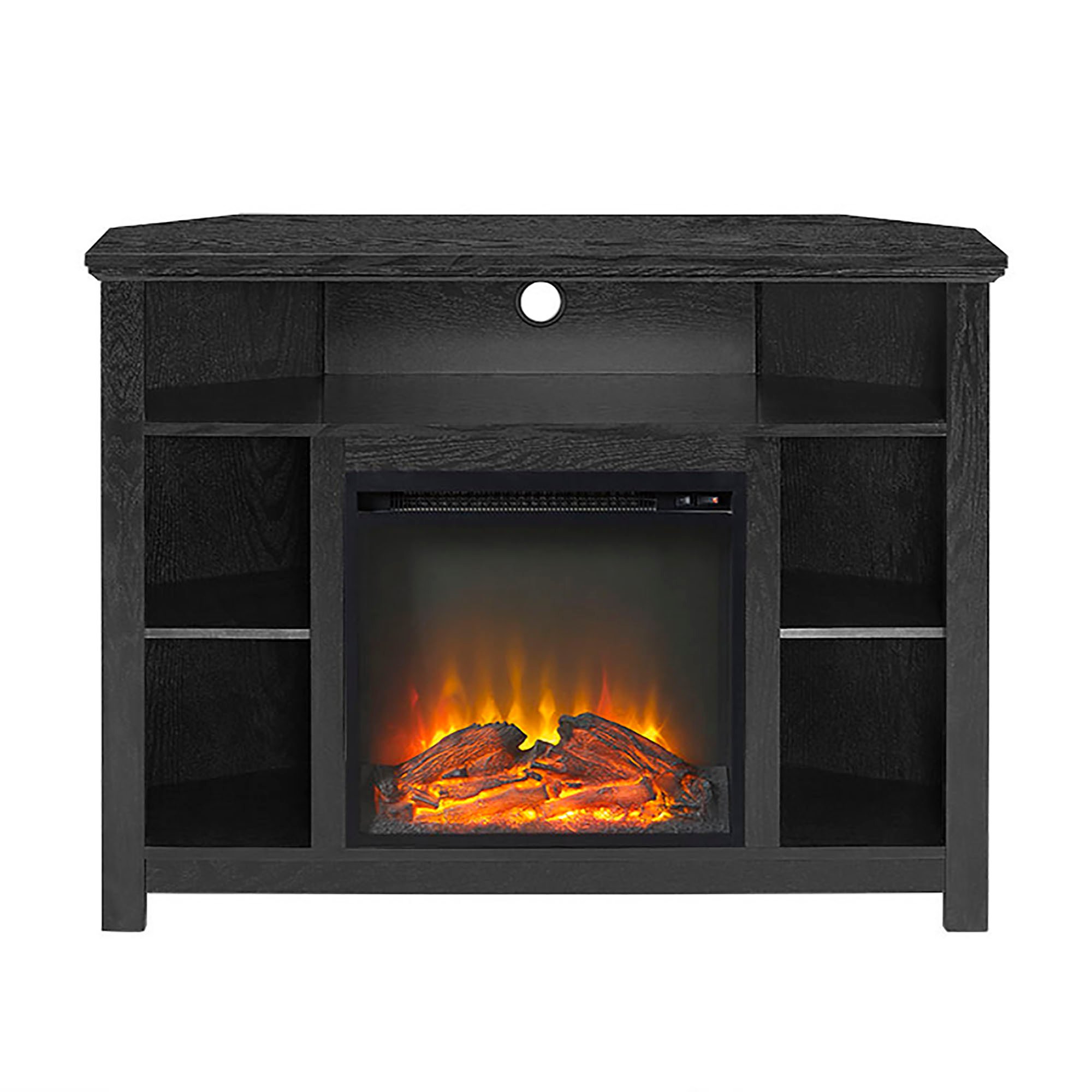 W44FPHBCBL Black Corner Highboy 44 Inch Fireplace TV Stand-2