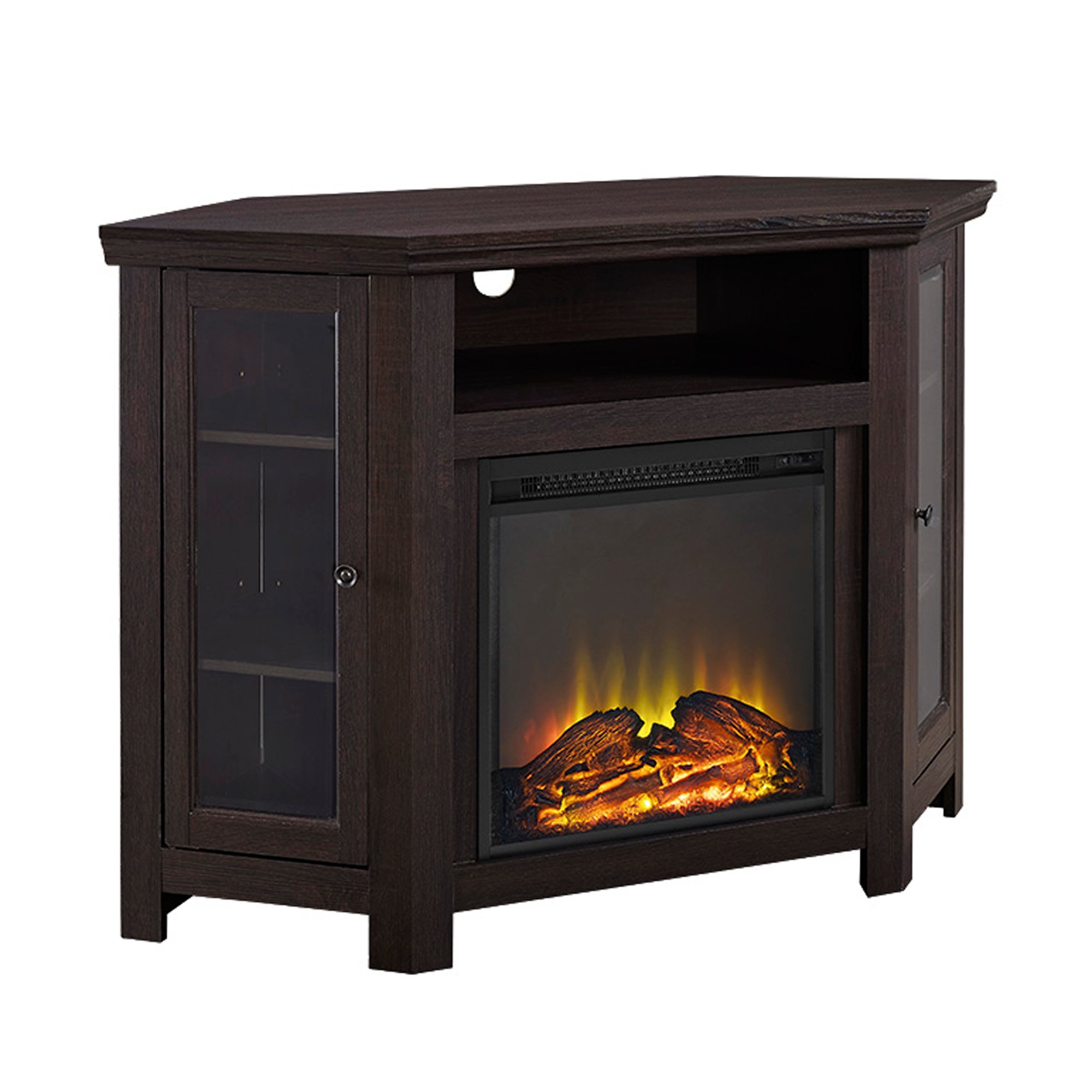 W48FPCRES Espresso 48 Inch Corner Fireplace TV Stand-3