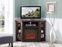 48 Inch Brown Corner Fireplace TV Stand