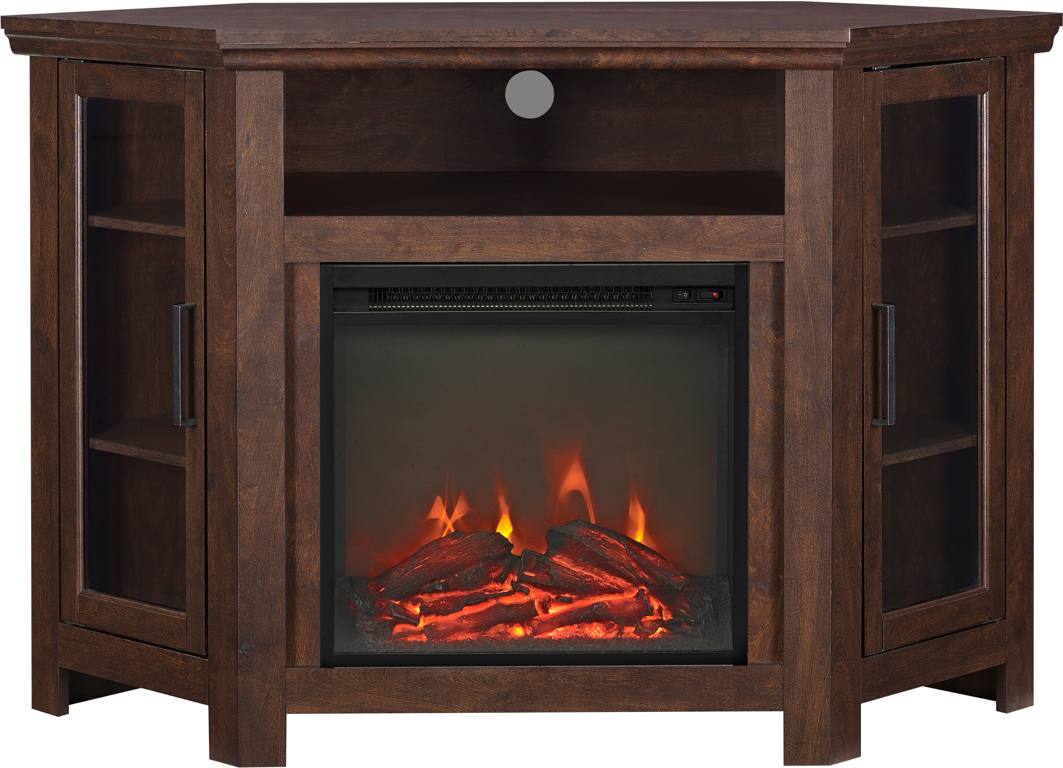 W48FPCRTB Corner 48 Inch Fireplace TV Stand - Brown-2