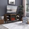 Dark Walnut 52 Inch Angled Fireplace TV Stand