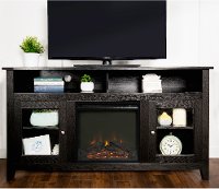 Black 58 Inch Highboy Fireplace TV Stand