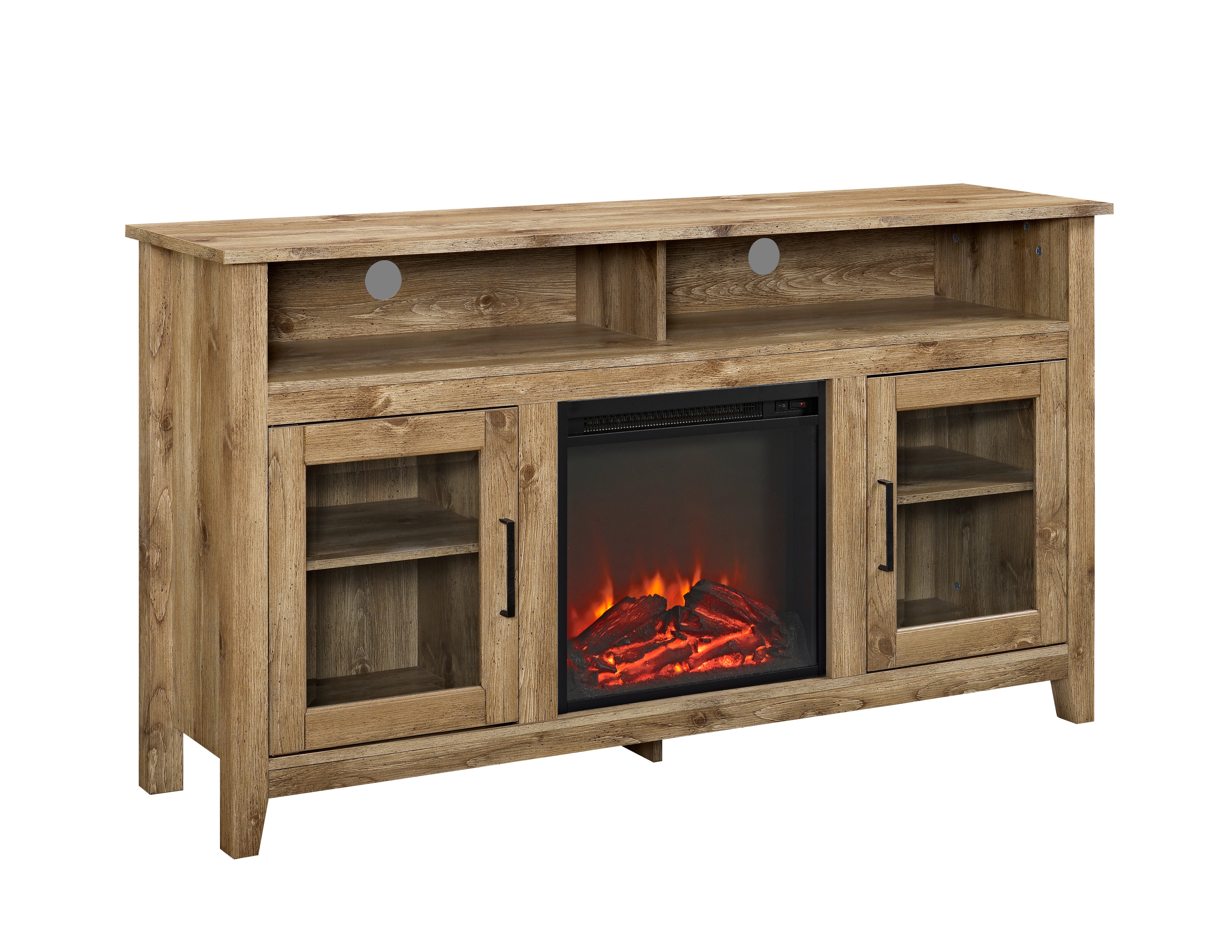 W58FP18HBBW Driftwood 58 Inch Highboy Fireplace TV Stand-5