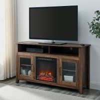 Rustic Oak 58 Inch Highboy Fireplace TV Stand