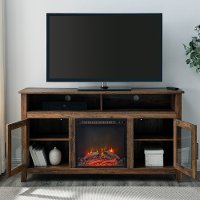 Rustic Oak 58 Inch Highboy Fireplace TV Stand-2
