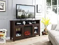 W58FP18HBTB Brown 58 Inch Highboy Fireplace TV Stand