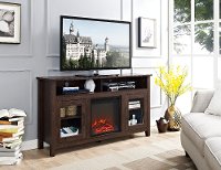 W58FP18HBTB Brown 58 Inch Highboy Fireplace TV Stand