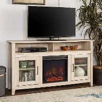 W58FP18HBWO White Oak 58 Inch Highboy Fireplace TV Stand - Tanner