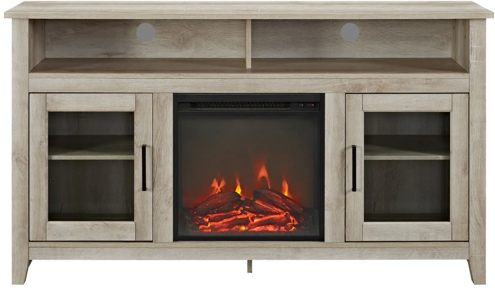 W58FP18HBWO White Oak 58 Inch Highboy Fireplace TV Stand - Tanner-5