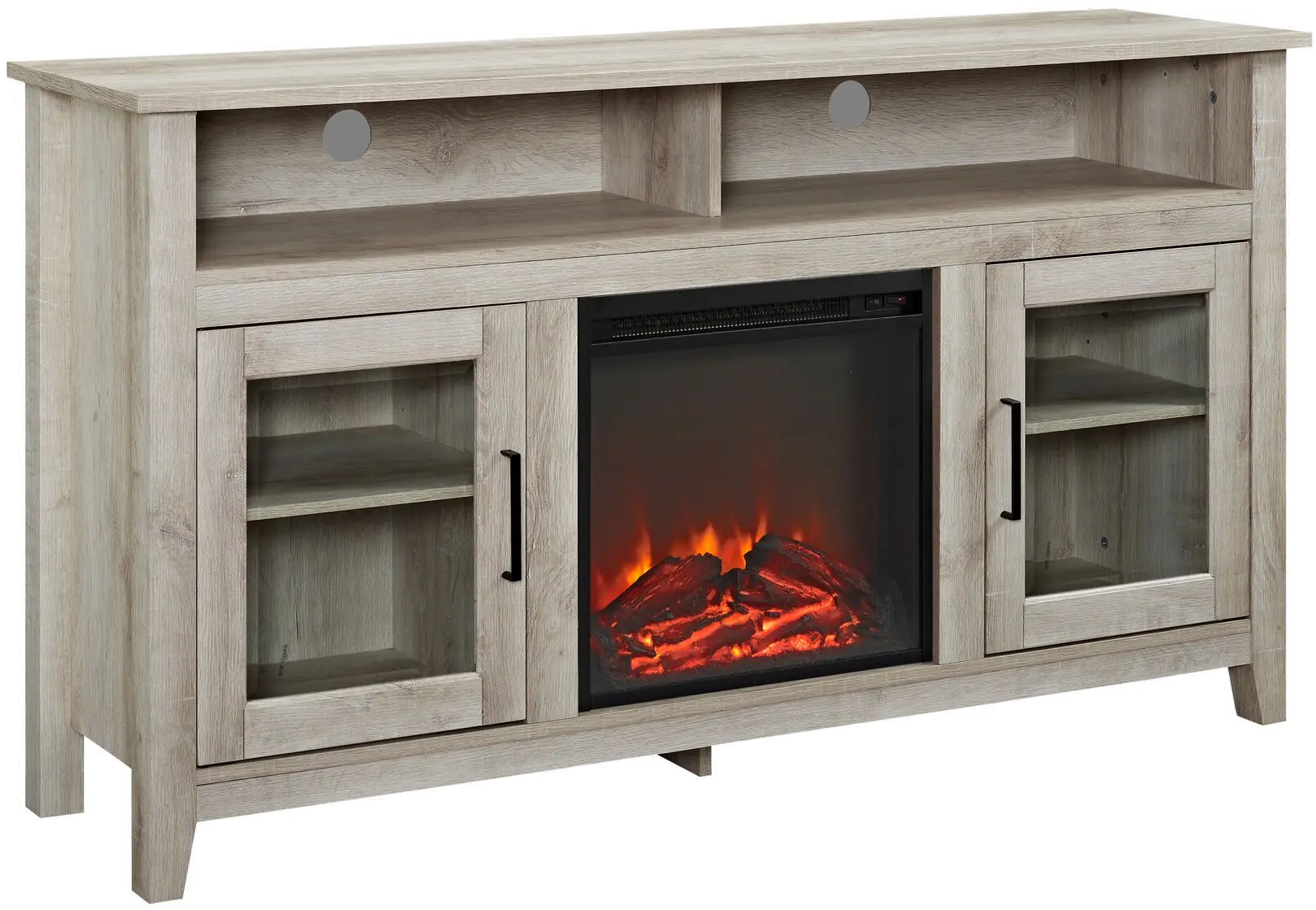 W58FP18HBWO White Oak 58 Inch Highboy Fireplace TV Stand - Tanner-6