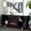Black 58 Inch Modern Fireplace TV Stand