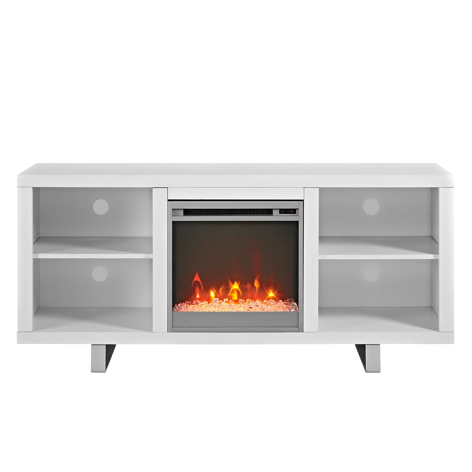 W58FP18SMWH White 58 Inch Modern Fireplace TV Stand-4