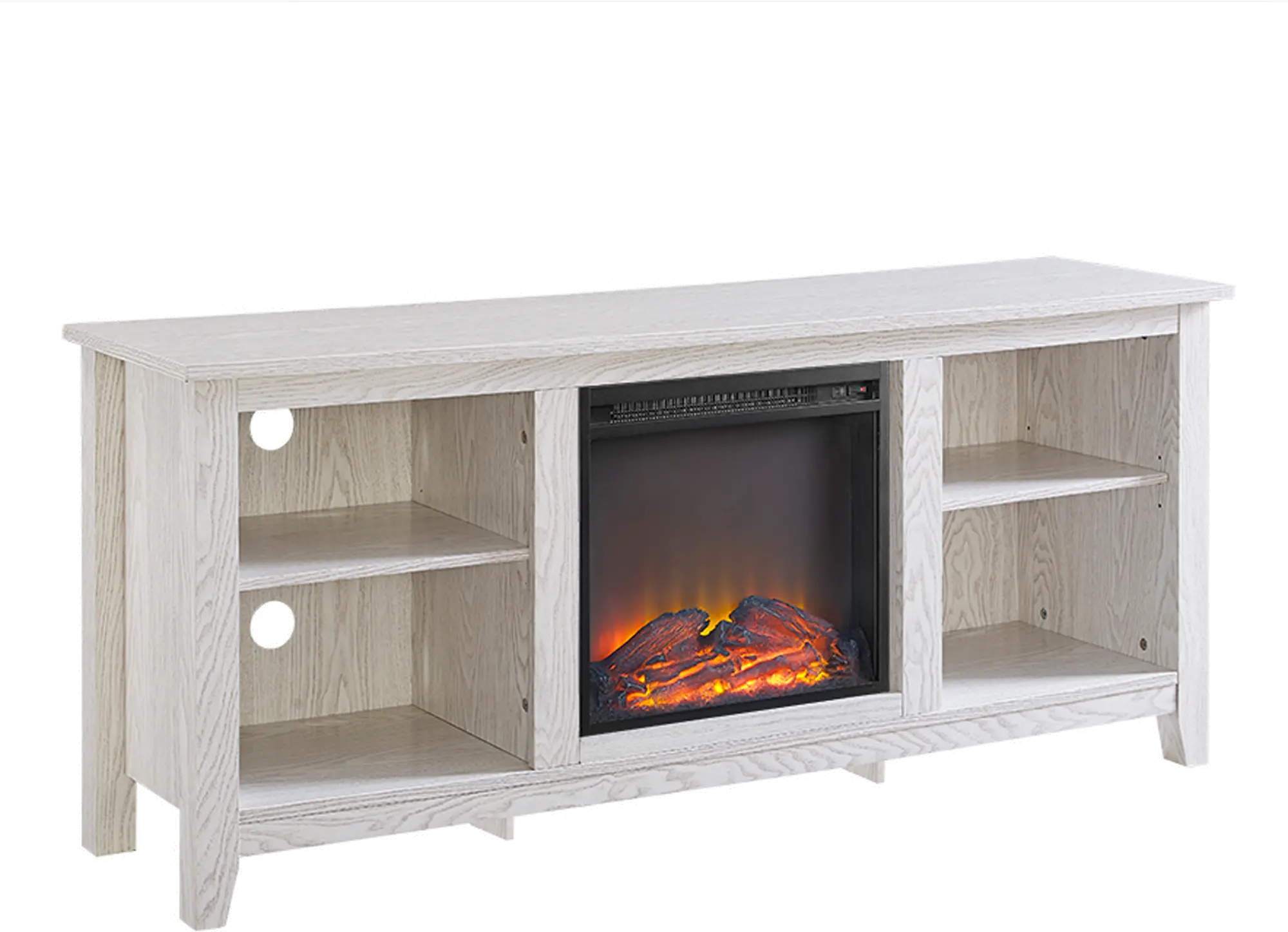 W58FP18WW Farmhouse White 58 Inch Fireplace TV Stand-5