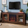 Dark Brown Traditional 58 Inch Fireplace TV Stand