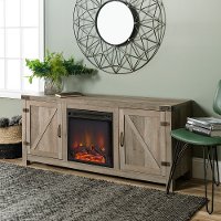 Gray Wash 58 Inch Farmhouse Fireplace TV Stand