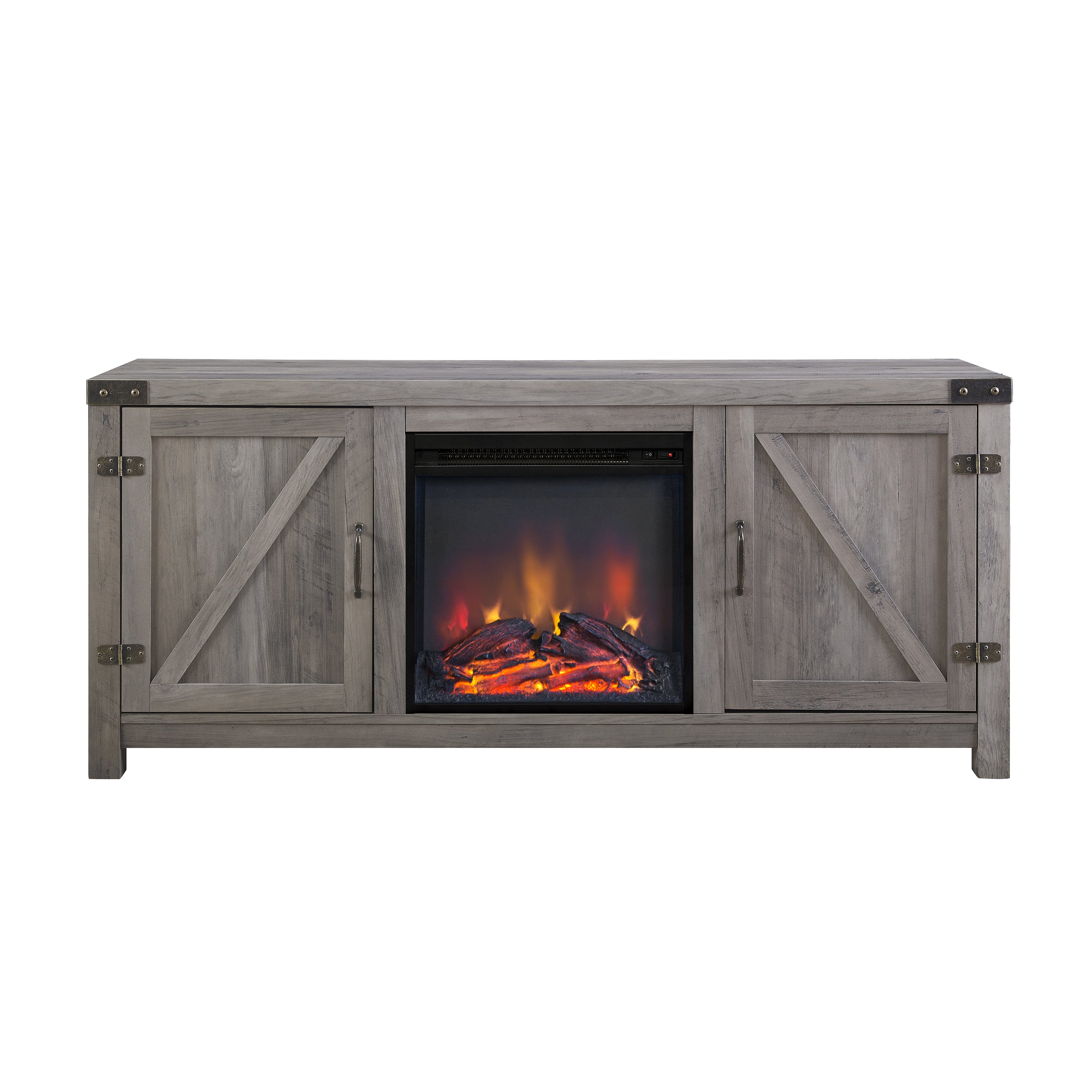 W58FPBDGW Gray Wash 58 Inch Farmhouse Fireplace TV Stand-4
