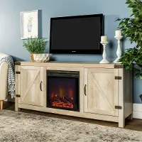 W58FPBDWO Michael White Oak 58 Fireplace TV Stand