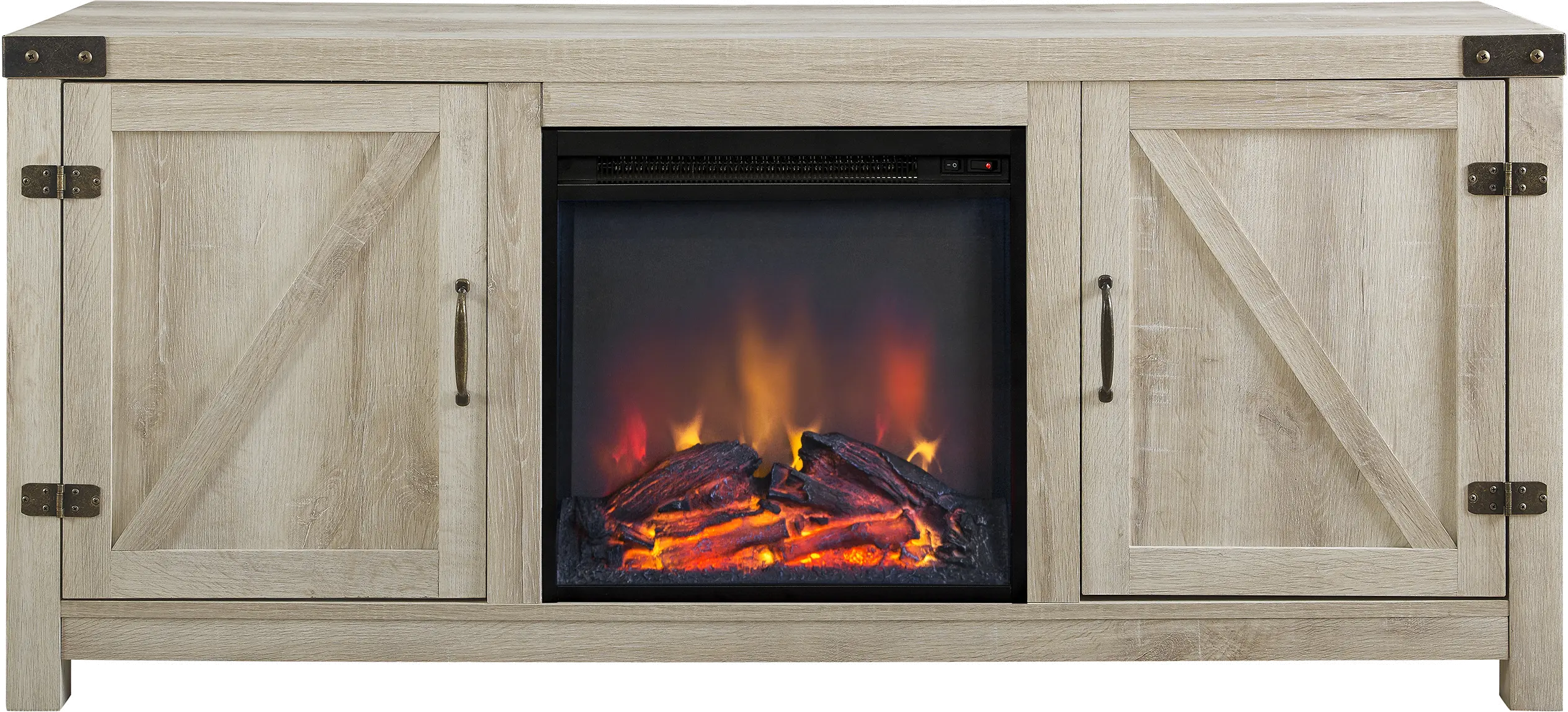 W58FPBDWO Michael White Oak 58 Fireplace TV Stand-5