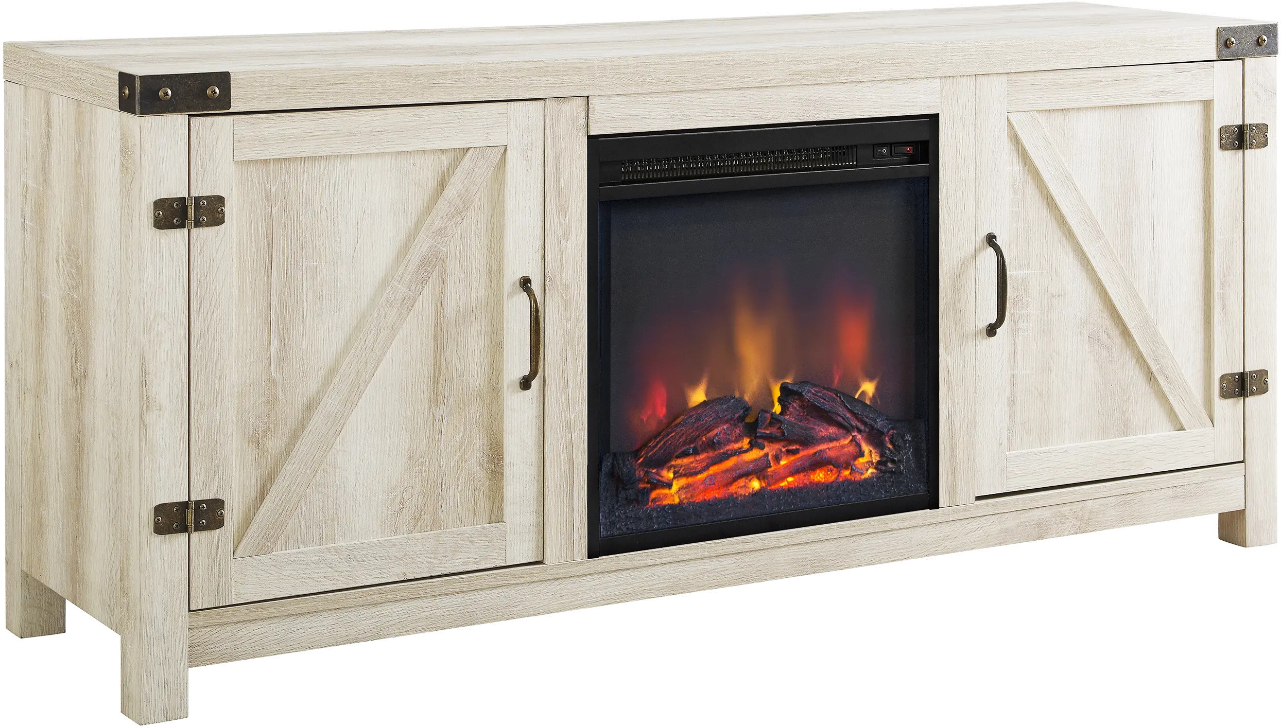 W58FPBDWO Michael White Oak 58 Fireplace TV Stand-6