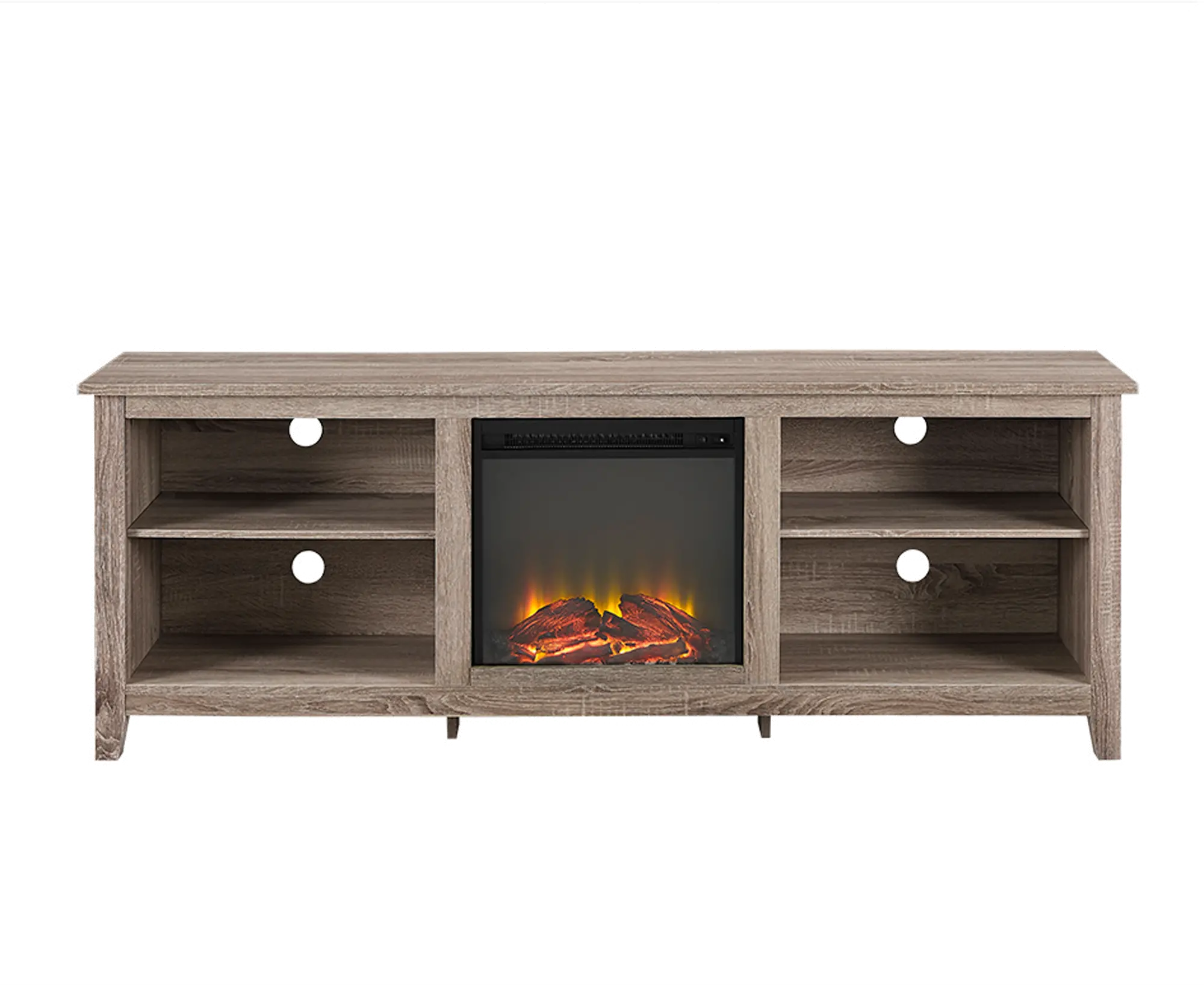W70FP18AG Driftwood 70 Inch Rustic Fireplace TV Stand-2