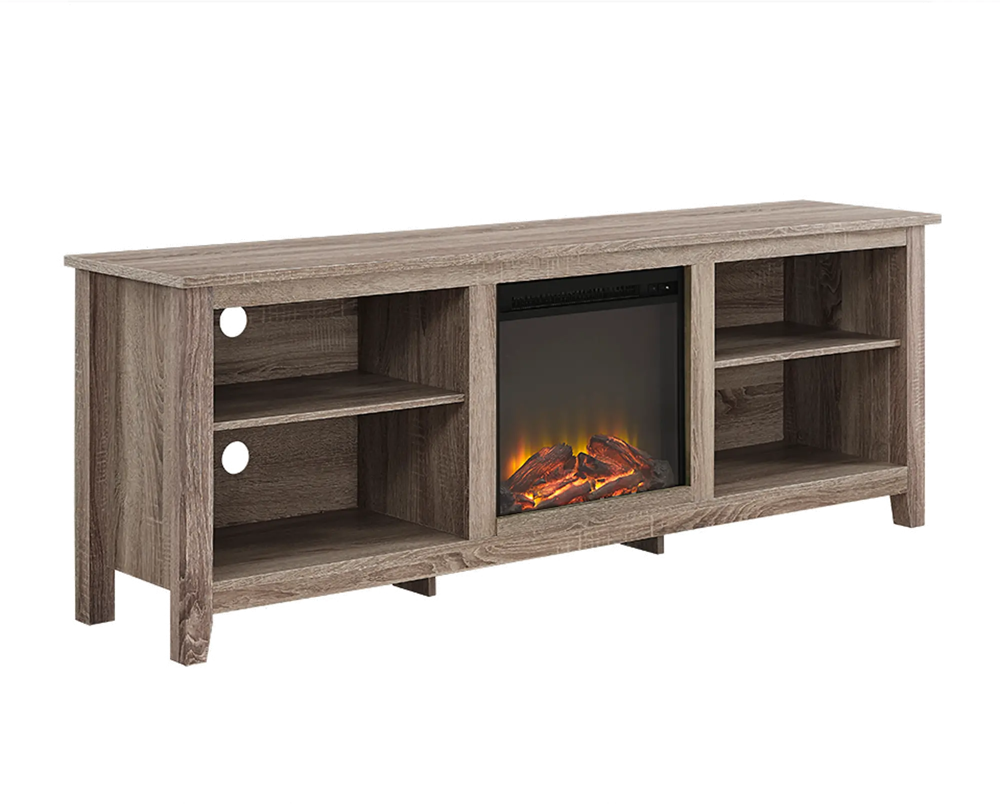 W70FP18AG Driftwood 70 Inch Rustic Fireplace TV Stand-3