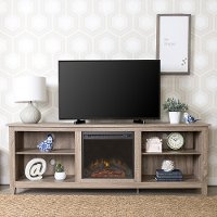 Gray 70 Inch Rustic Fireplace TV Stand