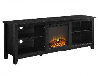 Black 70 Inch Rustic Fireplace TV Stand-3