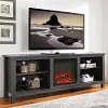 W70FP18CL Charcoal 70 Inch Rustic Fireplace TV Stand