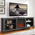 W70FP18CL Charcoal 70 Inch Rustic Fireplace TV Stand